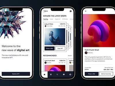 Moon: NFT Marketplace clean figma high fidelity marketplace minimal mobile modern nft ui visual design