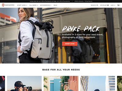 WANDRD Homepage ecommerce shopify ui ui design ux ux design web design