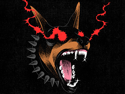 腐った angry cartoon character design doberman dog electric evil eyes graphic design illustration vector