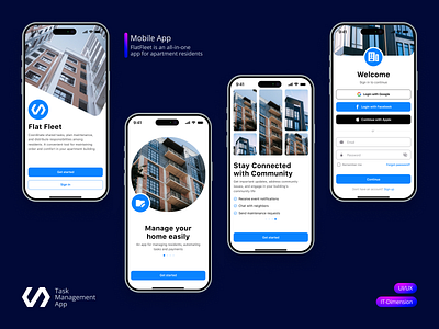 Flat Fleet: Personalized Onboarding – Welcome Screen app clean ui design ios log in management app mobile mobile app mobile app onboarding onboarding onboarding design onboarding screen resident management app sign up ui ui design user flow ux ux design verification