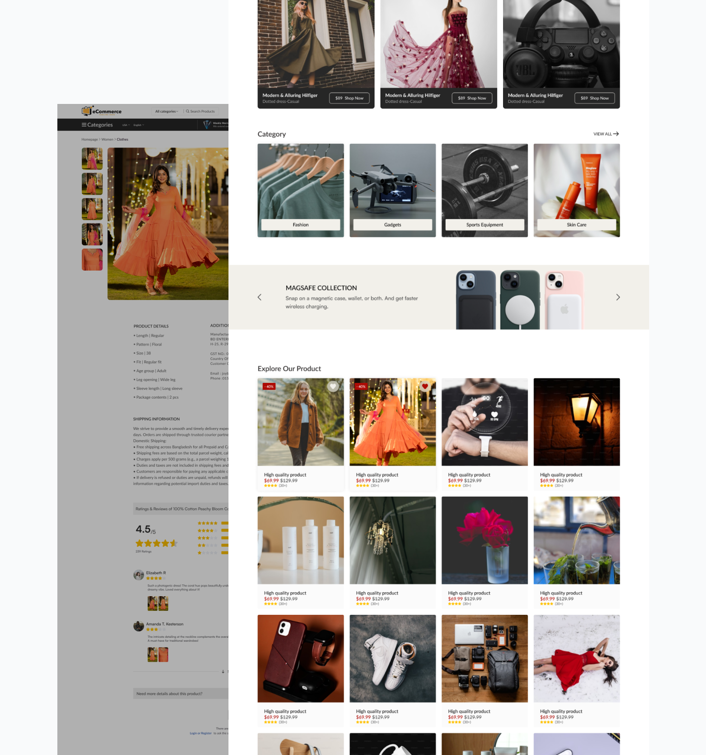 E-commerce Website UI/UX Design dribbble e commerce ecommerce ui uidesign uiux ux uxdesign webdesign