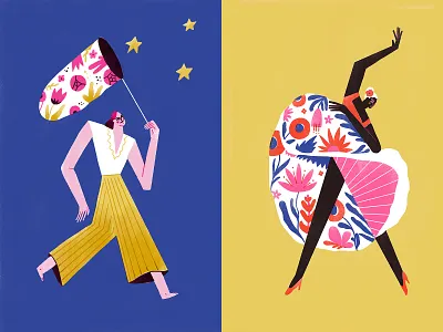 Dreams characters colorful hand drawn illustration procreate