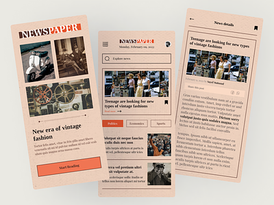 News app UI vintage style app design best dribbble shot interface interface design ios app mobile app mobile design news news app news app ui old school pixel navy retro retro app trend 2022 ui ui design user interface vintage vintage app