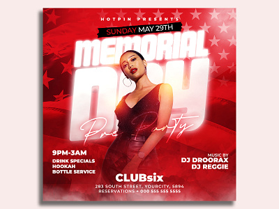 Memorial Day Party Flyer Template pool party