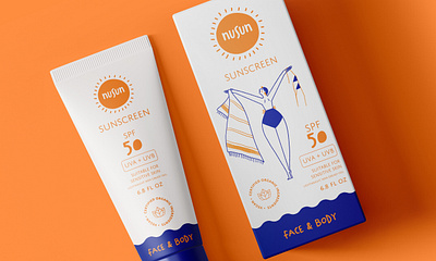 Packaging face and body sunscreen lotion beauty branding cosmetics cream hand drawn illustration label lotion packaging procreate sunscreen tube