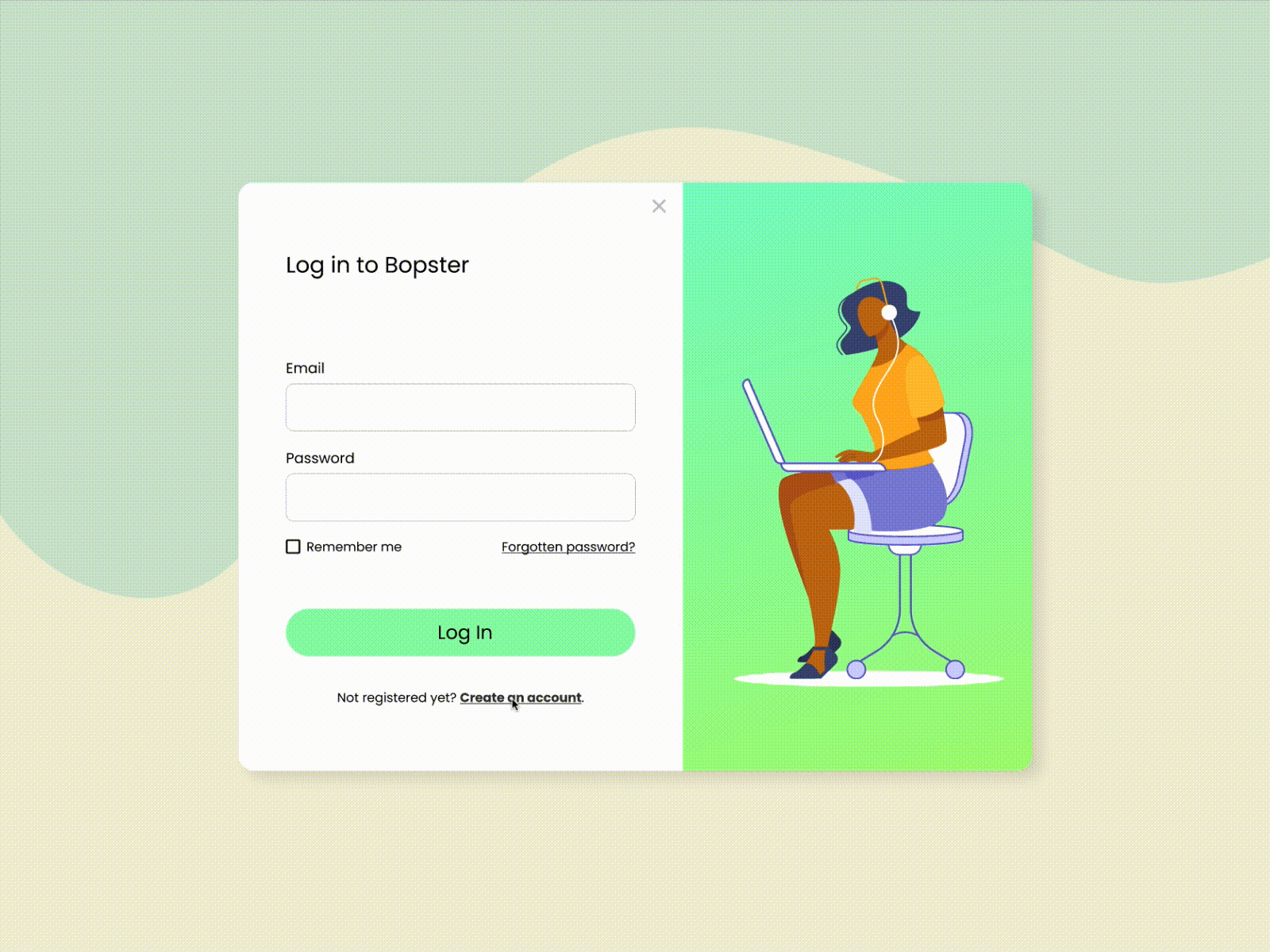 Bopster log in / sign up interaction design figma interaction interaction design invision log in login onboarding sign in sign up sketch ui ui design user experience user flow user interface ux ux design web web app xd
