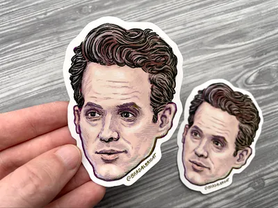 Sticker-A-Day May no. 18 - Dennis Reynolds always sunny drawing illustration line art pen and ink portrait sticker