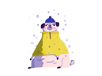 Grumpy Pug animation dog funny gif hand drawn illustration pets pug quirky winter