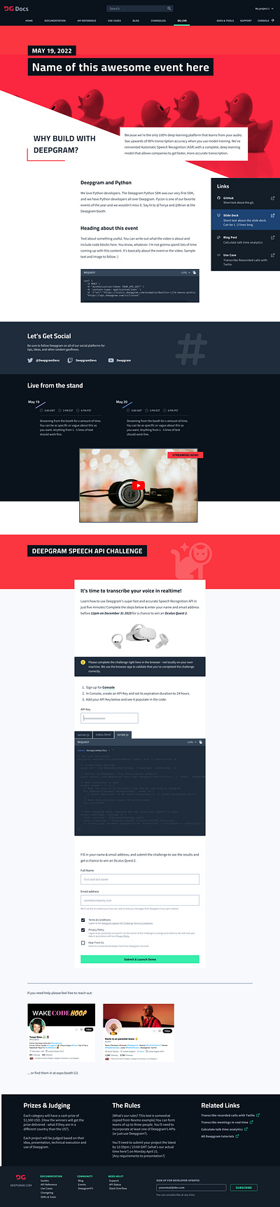Event Page developer event devrel event page ui