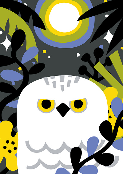 Owl and Plants animals illustration owl plants