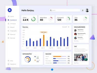 Youtube - Dashboard branding chart comment likes services ui video youtube