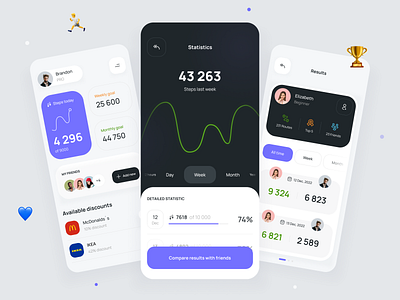 Walking app app design mobile design typography ui ux