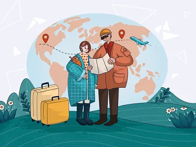 Travel time 🧭 3d animation artist branding character design graphic design illustration logo ui ux vector