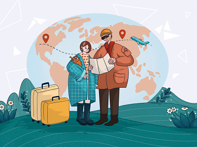 Travel time 🧭 3d animation artist branding character design graphic design illustration logo ui ux vector