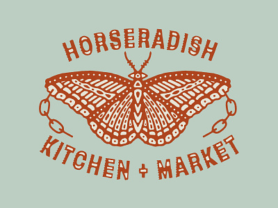 Horseradish Kitchen + Market apparel butterfly illustration merch monarch