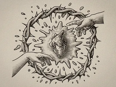 Gift Divine (just the artwork) concept fashion hand drawn illustration love retro scratchboard