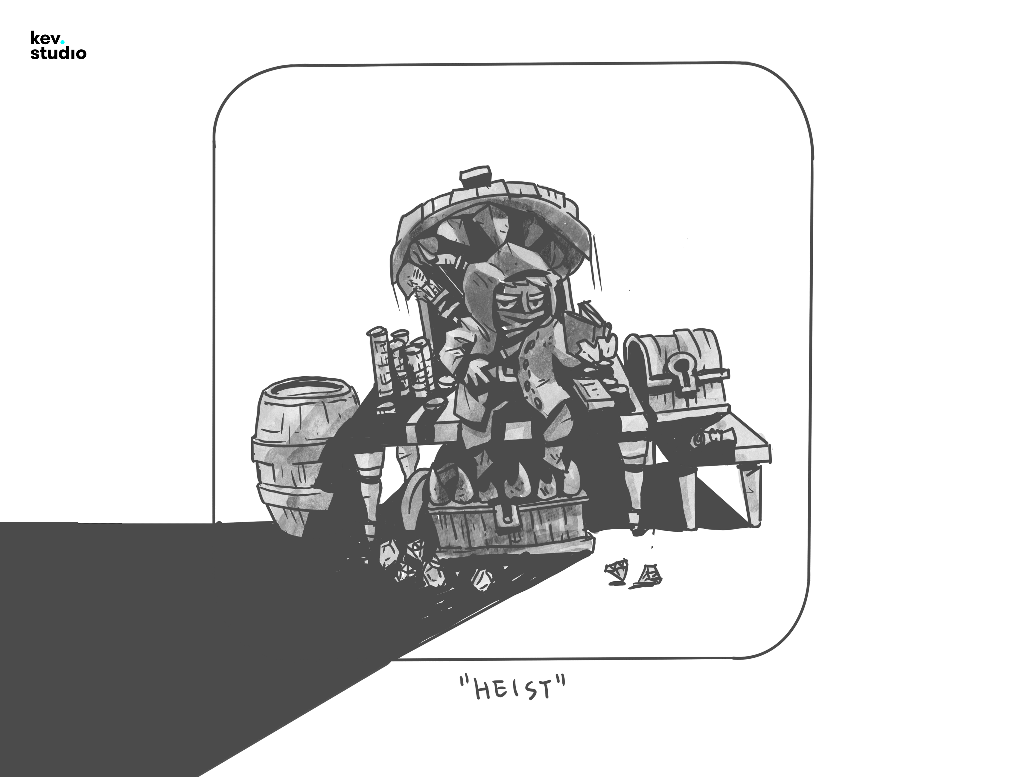 INKTOBER DAY 22! HEIST art bellissimo brush design digitalart download drawing frames heist illustration inktober inktober2022 logo stepbystep tutorial ui