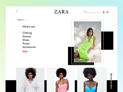 DailyUI #003 Landing Page beginner blue clothing daily ui dailyui design dress ecommerce estore gradient green landing landing page main pink product ui ux welcome zara