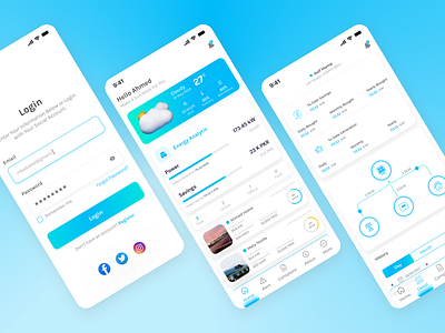 Solar Monitoring App UI Concept animation branding e commerce finance glass effect home mobile app morphism nft sign in solar trending ui ui us