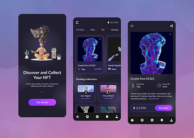 NFT Marketplace Mobile App branding logo motion graphics ui
