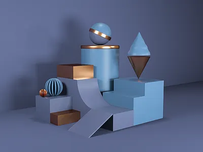 3D Abstract Shapes 3d 3d designer 3ddesign abstract art blue branding c4d character cube dark design figures gold graphic design illustration purple scene shapes ui
