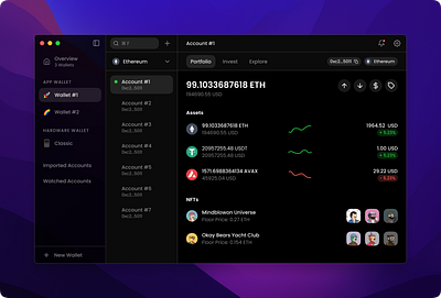 Layout Explores crypto dashboard layout mac nft onekey ui wallet