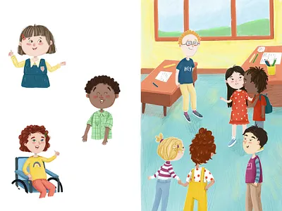 New friends art book cartoon character design illustration kid raster