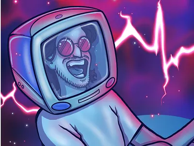 Welcome to the internet blue bo character drawing funny illustration procreate