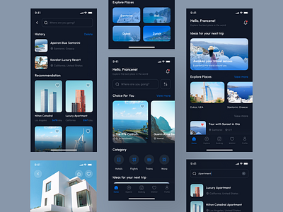 Traveline - Travel and Lifestyle App UI Kit apartment attraction book booking online dark design holiday hotel ios design mobile staycation travel traveller ui ui kit ui8 uidesign uikit ux villa