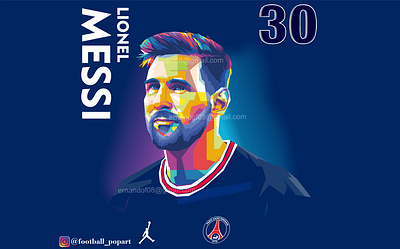 Lionel Messi Pop Art Style - PSG 30 caricature cartoon design football graphic design illustration lionel messi messi pop art psg soccer wpap