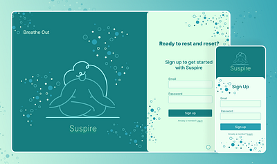 Suspire [Static] - Sign Up - 001 001 design desktop meditation mobile tablet ui ux