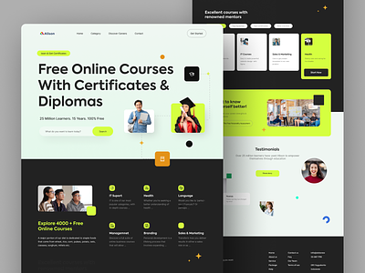 Alison - Online Courses Landing Page branding courses design education landing page learning online ui uiux webdesign website