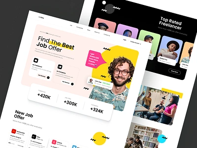 JobOne - Job Finding Landing Page agency business design digital entrepreneur freelancer hiring instagram job jobseeker jobseekers layout motivation networking qatar stratup ui ux work workfromhome