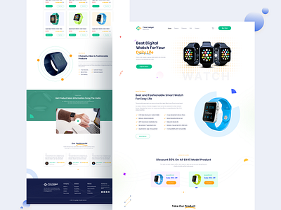 Smart Watch Landing Page apple watch clean design collect leads ecommerce gadgets home page ios land book minimal product product design product landing page smart device smart watch theme ui design uiux web design web design trend website design