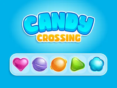 Candy Crossing - mobile game graphic design logo ui