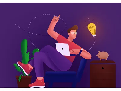 Idea thinking branding character design flat illustration graphic design illustration logo minimal ui vector