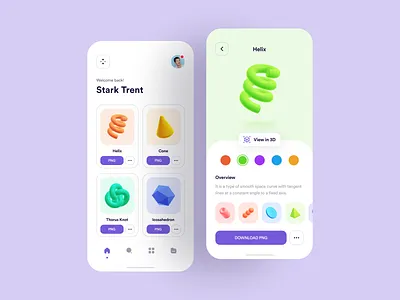 3D Assets App 3d 3d shapes app design dailyui minimal stark trent ui inspiration uiux user interface design