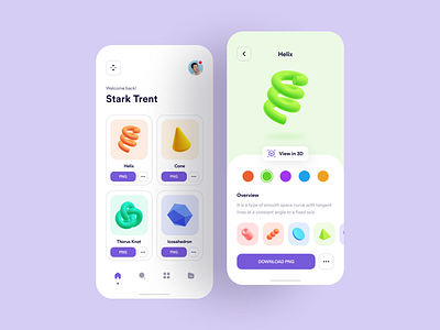 3D Assets App 3d 3d shapes app design dailyui minimal stark trent ui inspiration uiux user interface design