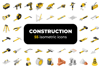 Construction isometric icons icon bundle icons isometric