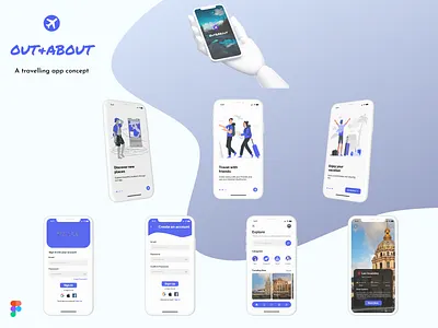 Out&About app design figma ios minimal mobile mobile app design mobile design product design travel travel app ui uiux user experience design user interface design ux