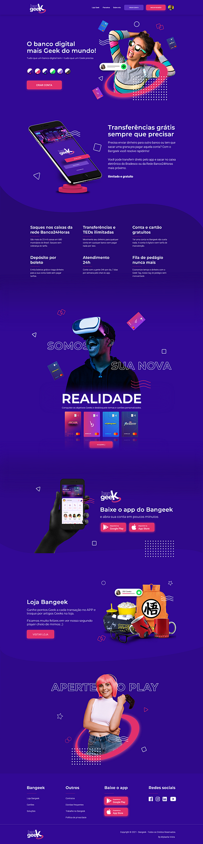 Bangeek - UI & UX Design - Digital Bank [XD + PSD] bank design graphicdesign landingpage nerd ui uiuxdesign user ux web website