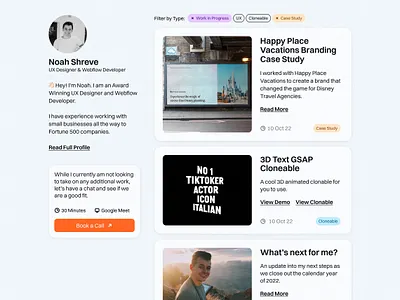 Fall 2022 Portfolio Home Page in progress personal site portfolio timeline webflow