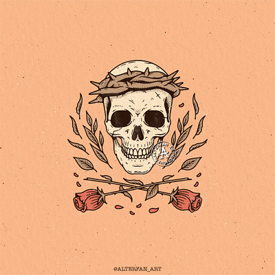 NOTHING LASTS FOREVER alterfan artist coverart design flower illustration logo reaper rose saint skeleton skull vector