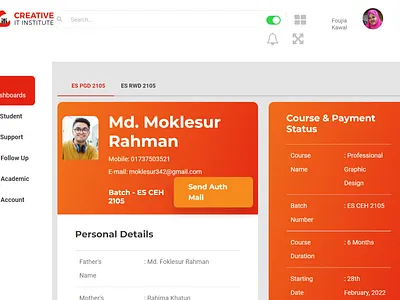 Student Dashboard Web Template bootstrap frontend development html css javascript node js react js student dashboard web design web development