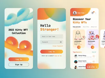 Kitty NFT Collections application bitcoin cats collections crypto design eth illustration kitty mobile mobiledesign nft