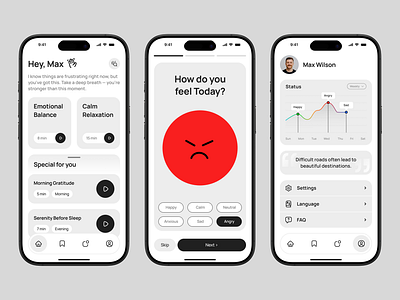 Health & Wellness Mobile App Design app design health ios meditation mindfulness mobile ui ux wellbeing wellness