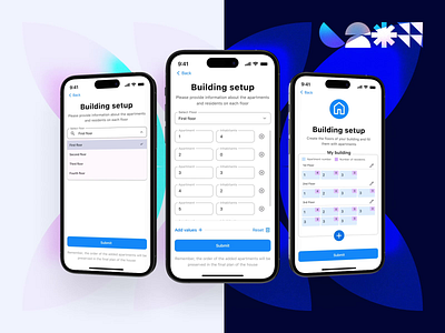 Flat Fleet: Tailored to Your Building – Setup & Customization animation app design branding building maintenance app building management configuration customization figma design ios mobile app resident management app set up set up flow setup steps ui ui design user interface ux ux design