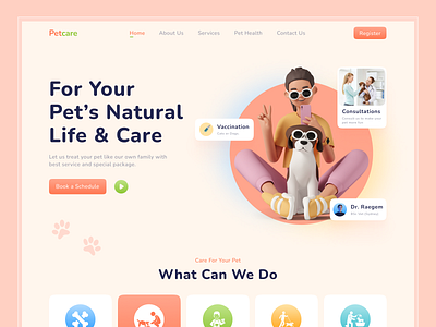 Pet Care Website agency animal animal care care cat dog landing pet pet care pet store pet ui pet web petshop ui designer veterinarian veterinary visual website