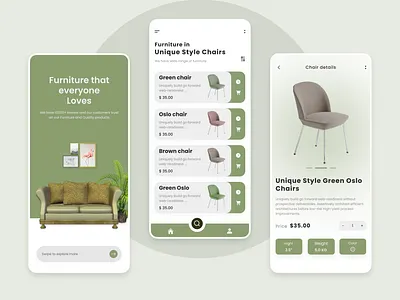 Furniture shop mobile app UI Design 2022 ui app ui app ui design chair e commerce furniture furniture app green green ui luxarious luxarious app ui luxarious furniture minimal ui mobile app ui trending app ui trending ui ui ui design user interface ux design