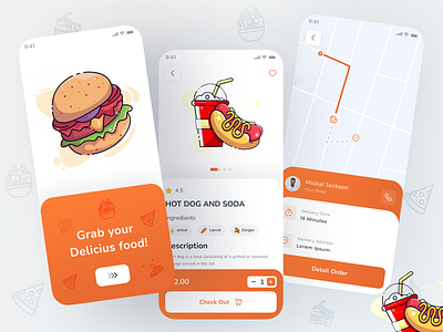 Food Delivery App app app design checkout cooking courier delivery delivery app delivery service design ecommerce app food app food delivery food delivery app food delivery service map mobile mobile food app order restaurant restaurant app